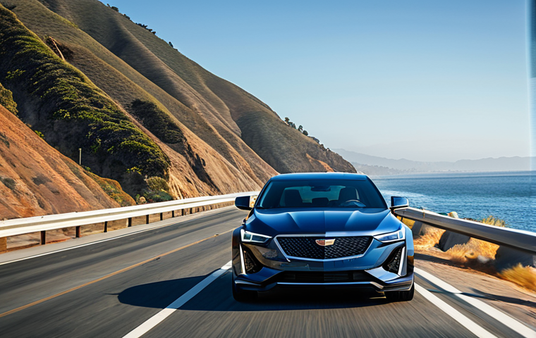 Cadillac CT5 - American Elegance**
"Cadillac CT5 on a scenic coastal highway in California, fully clothed driver, appropriate attire, modern design, sleek lines, safe for work, perfect anatomy, natural proportions, professional automotive photography, high quality, family-friendly, daytime setting."
**