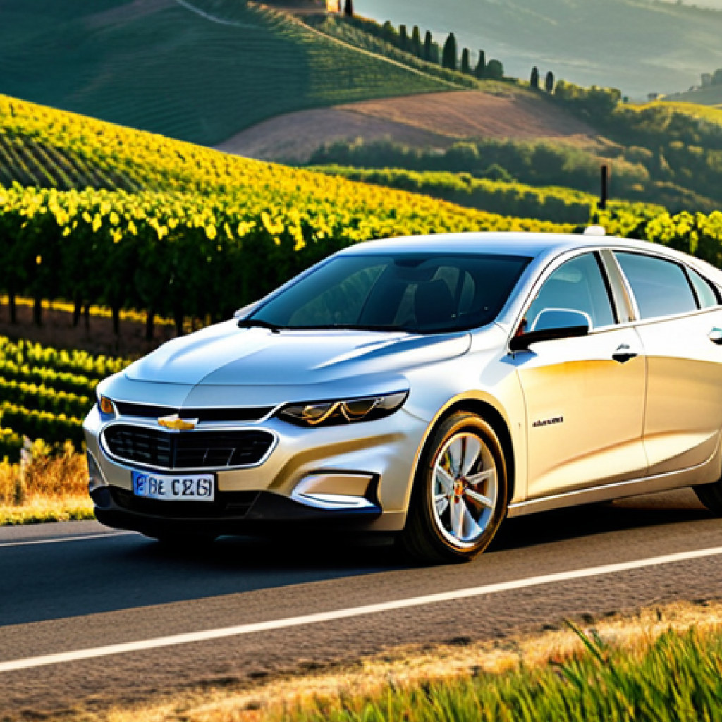**

"A Chevrolet Malibu Diesel, fully clothed, driving through the rolling hills of Tuscany, Italy. Golden sunlight, vineyards in the background, appropriate attire. Safe for work, perfect anatomy, natural proportions, family-friendly, professional automotive photography, high quality."

**