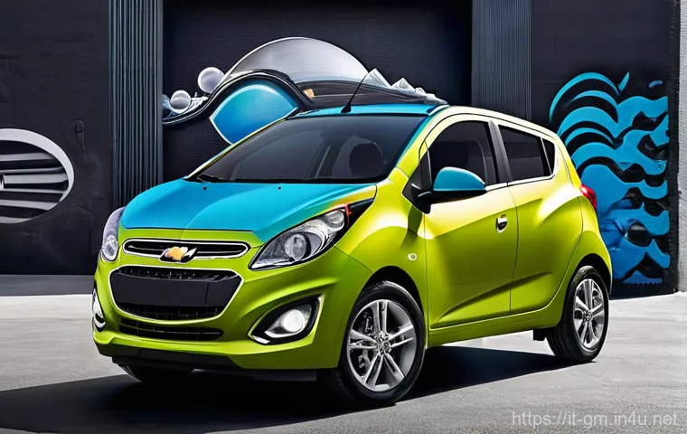 지엠 쉐보레 스파크와 현대 캐스퍼 비교 - **Prompt:** A dynamic, eye-level shot capturing the urban agility of two distinct city cars in a cha...
