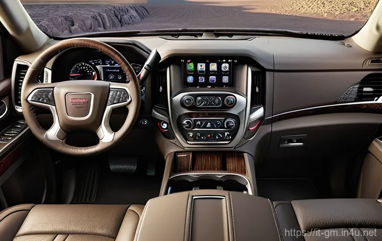 지엠 GMC 유콘의 최신 기술 리뷰 - **Prompt 1: Luxury Interior & Advanced Technology**
"A lavish and spacious interior shot of the ...