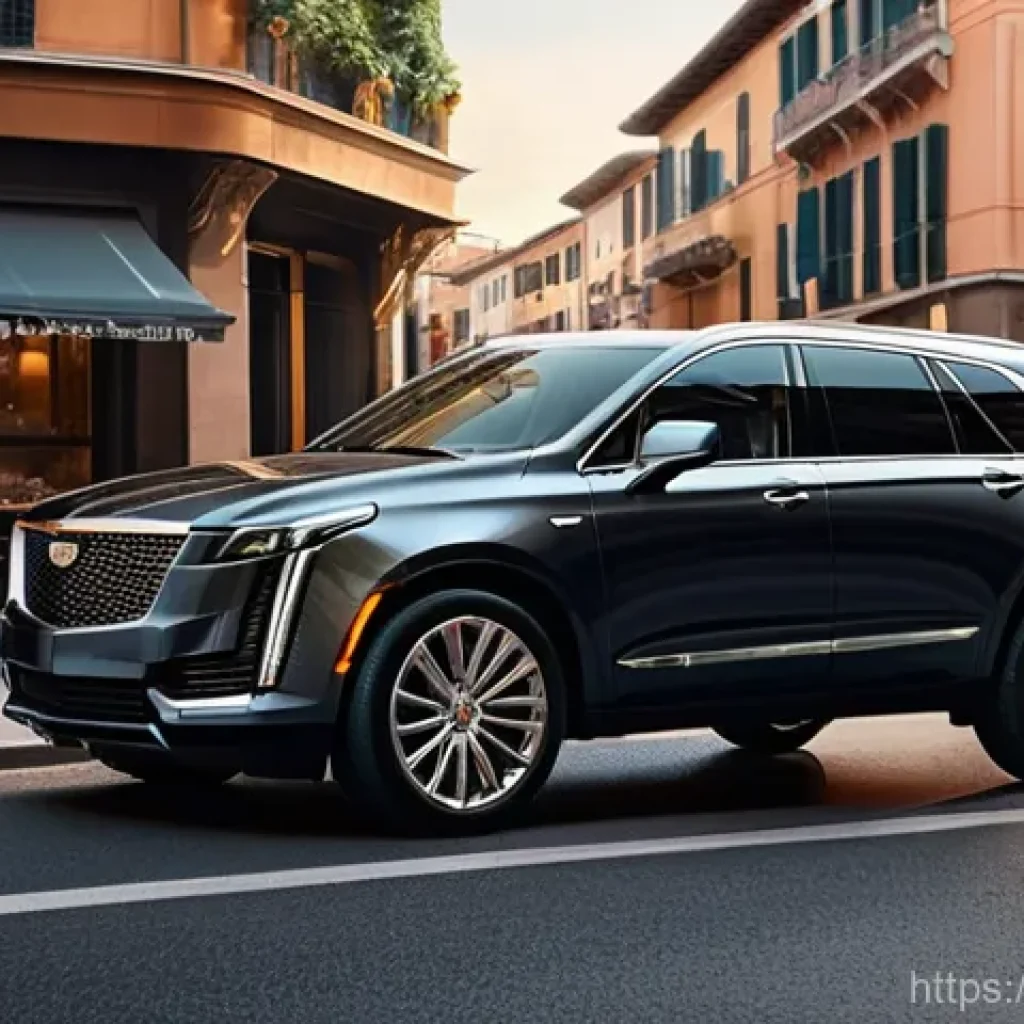 지엠 캐딜락 XT6의 고객 만족도 - **Prompt 1: American Elegance Meets Italian Streets**
    A majestic, deep metallic grey Cadillac XT...