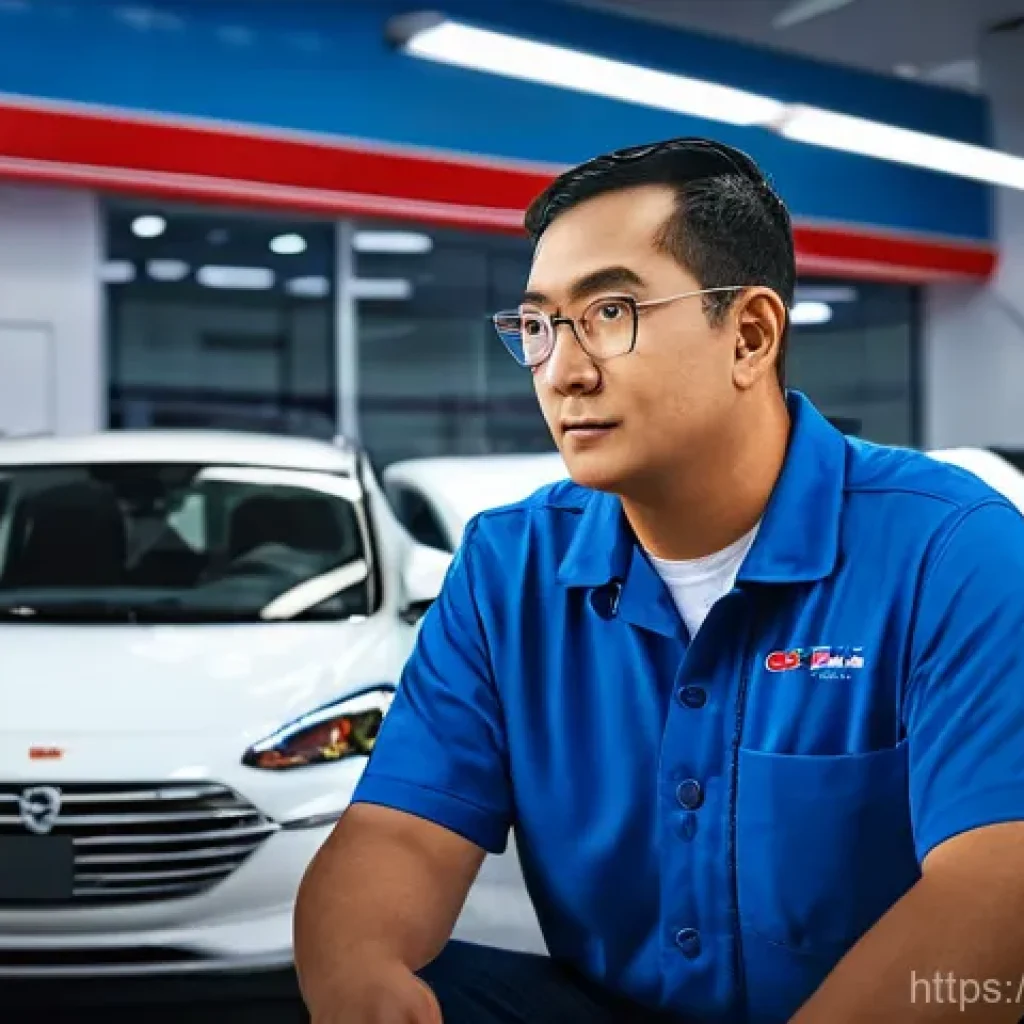 지엠 쉐보레 볼트 EV 배터리 교체 비용 - Image Prompt 1: The Thoughtful EV Owner at the Service Center**
