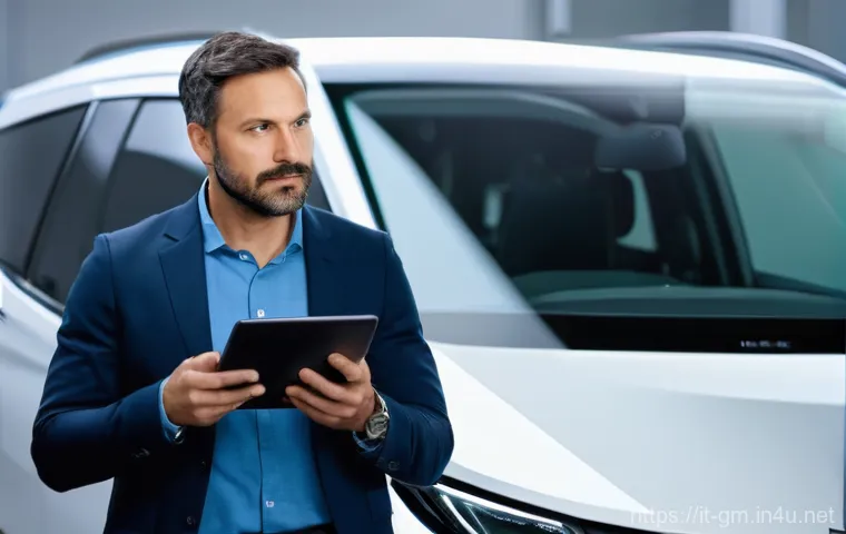 지엠 쉐보레 볼트 EV 배터리 교체 비용 - Image Prompt 1: The Thoughtful EV Owner at the Service Center**