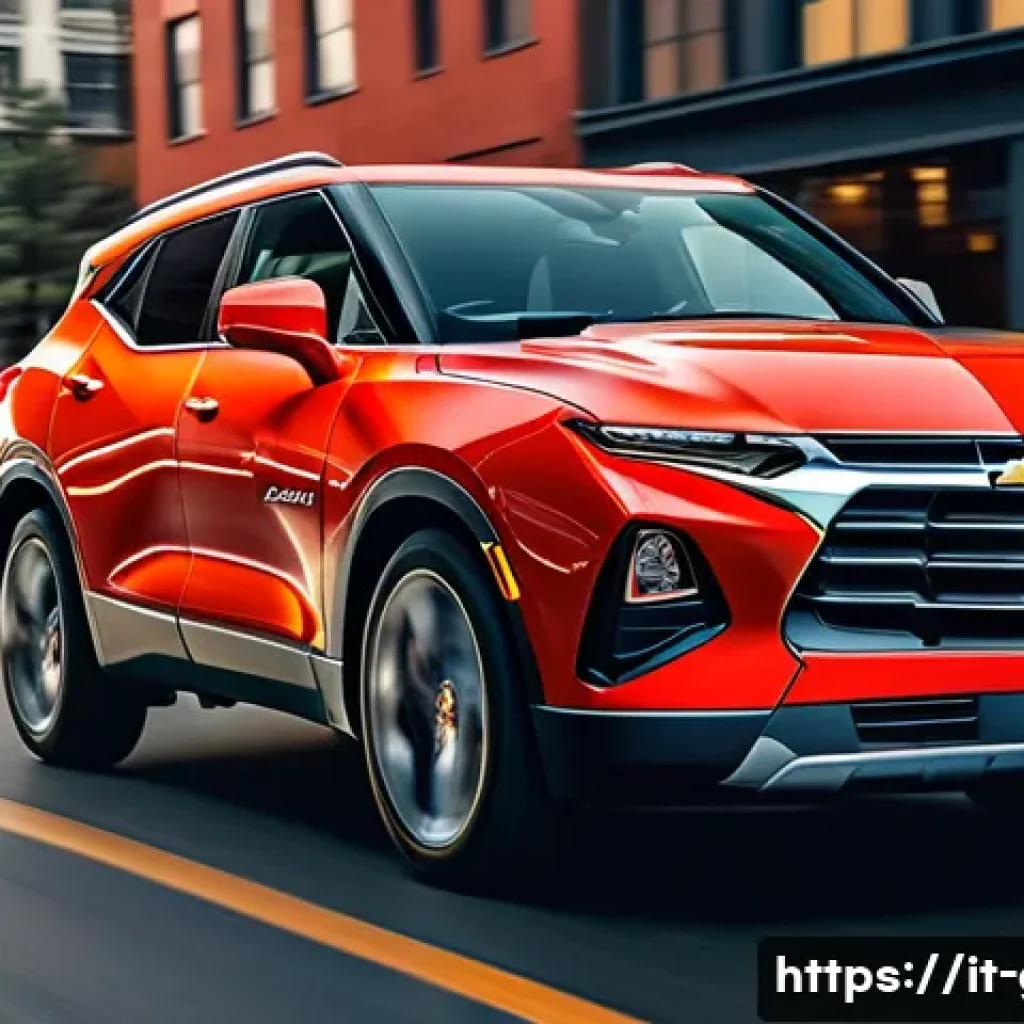 지엠 쉐보레 블레이저와 기아 쏘렌토 비교 - A dynamic street scene featuring a bold and sporty Chevrolet Blazer SUV parked on an urban road at s...