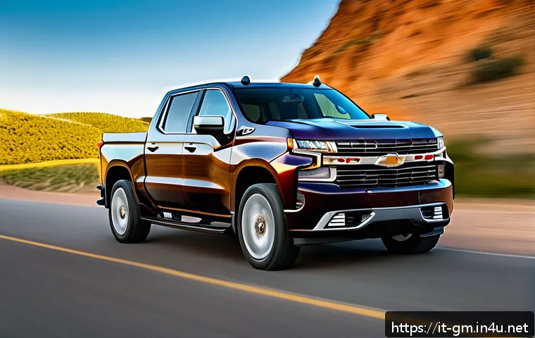 지엠 쉐보레 실버라도와 램 1500 비교 - A dynamic scene showcasing a 2024 Chevrolet Silverado V8