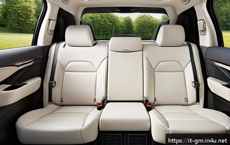 지엠 쉐보레 트레일블레이저의 내부 공간 - Interior view of a spacious Chevrolet Trailblazer cabin showcasing a luxurious and roomy back seat a...