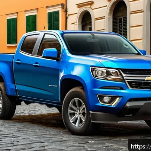 Home 17 지엠 쉐보레 콜로라도와 포드 레인저 비교 - A sleek and modern Chevrolet Colorado pickup truck parked on a sunny urban street in Italy, showcasi...